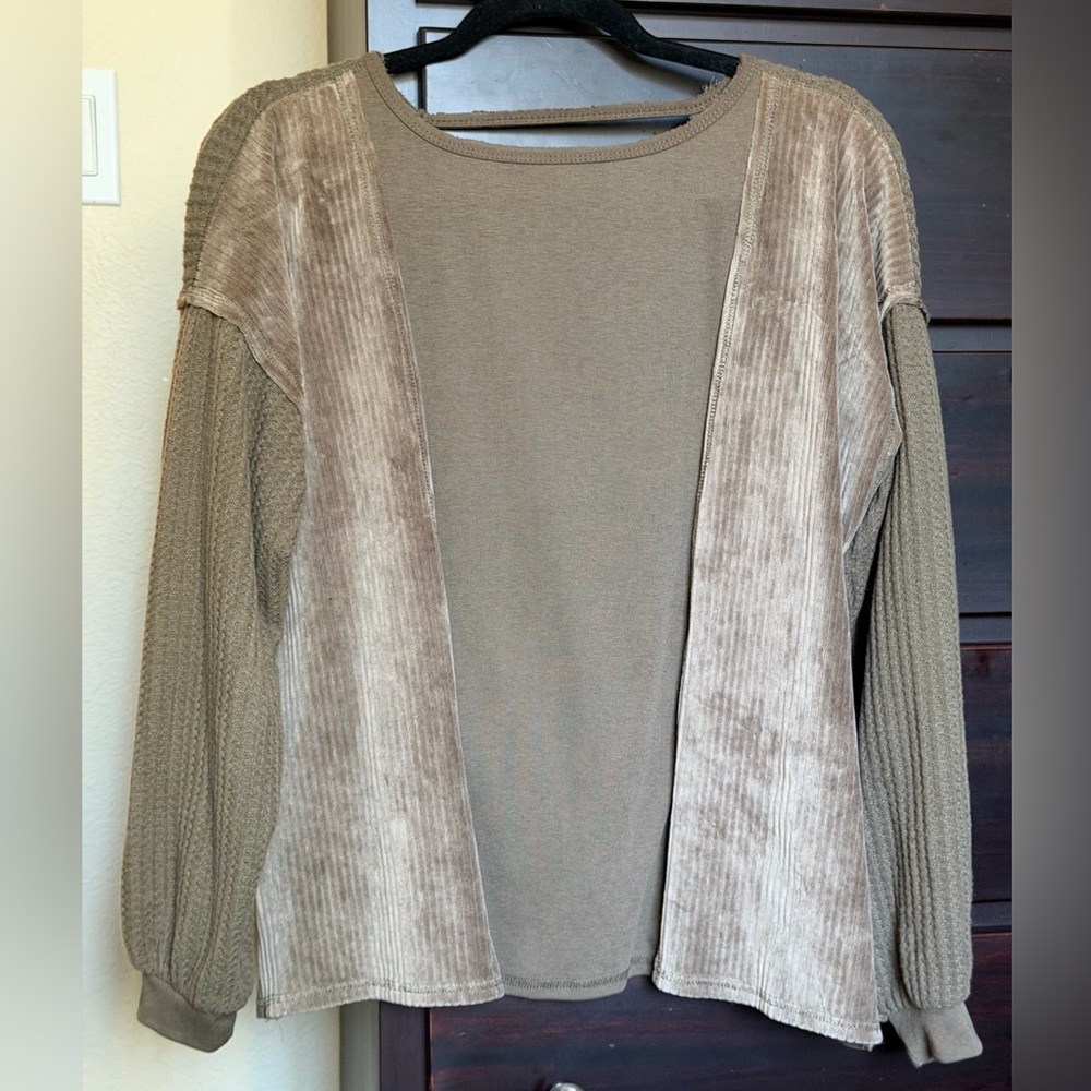 gimmicks by BKE Olive Green Mixed-Knit sweater